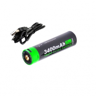 Nextorch Battery 18650 USB Lithium-ion (Li-Ion) 3,6 V, 3400 mAh + Charging Cable