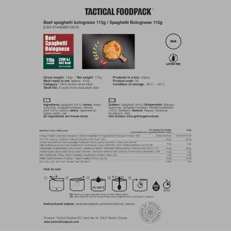 Tactical Foodpack - Spaghetti Bolognese (Hauptmahlzeit)