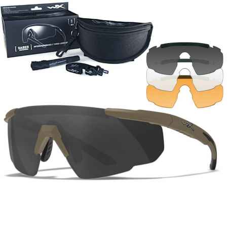 Wiley X - WX Saber Advanced Smoke/Clear/Rust Tan Frame Sunglasses
