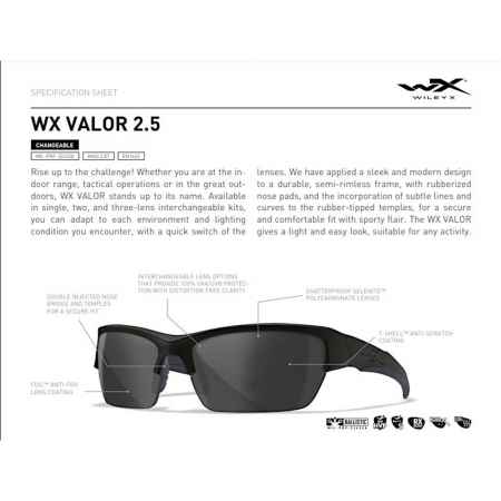 Wiley X - Valor 2.5 Grey, Clear Light Rust Matte Tan Frame  Sonnenbrille