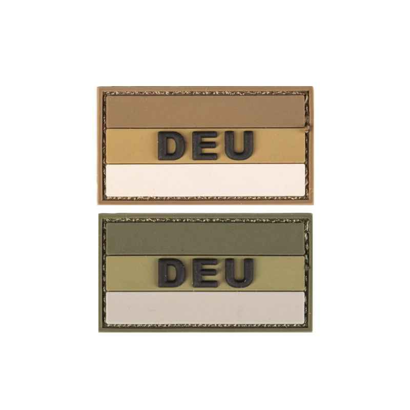 Patch Deutschland Flagge DEU PVC Klein 5,5x3 cm Oliv + Sand mit Klett