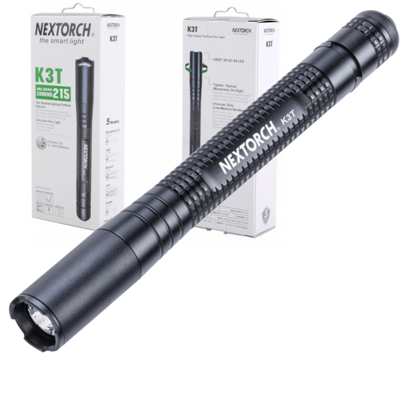 NEXTORCH K3T Compact Tactical LED Penlight Torch Three Modes 215 Lumen White 