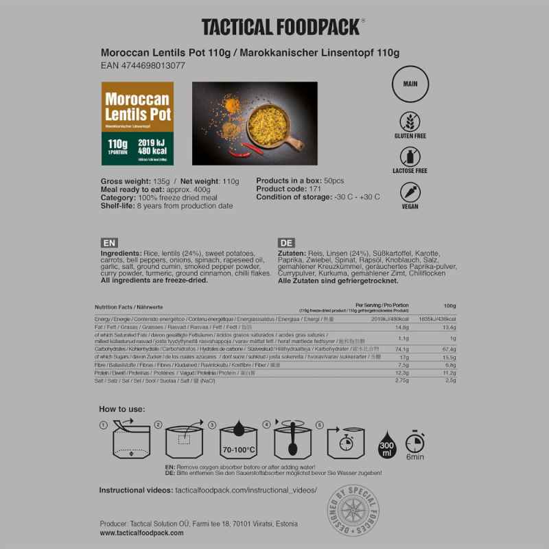 Tactical Foodpack - Marokkanischer Linsentopf (Vegan)