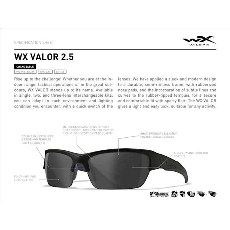 Wiley X - Valor 2.5 Grey, Clear Light Rust Matte Tan Frame  Sonnenbrille