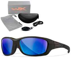 Wiley X - WX Gravity Captivate Polarized Blue Mirror Black Crystal Frame Sunglasses